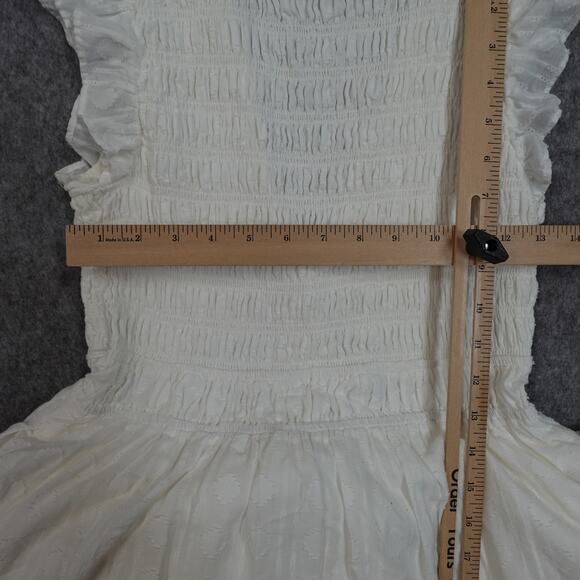 Anthropologie Dress Womens Extra Small Peregrine Midi White Smocked VNeck Aline - Picture 14 of 15